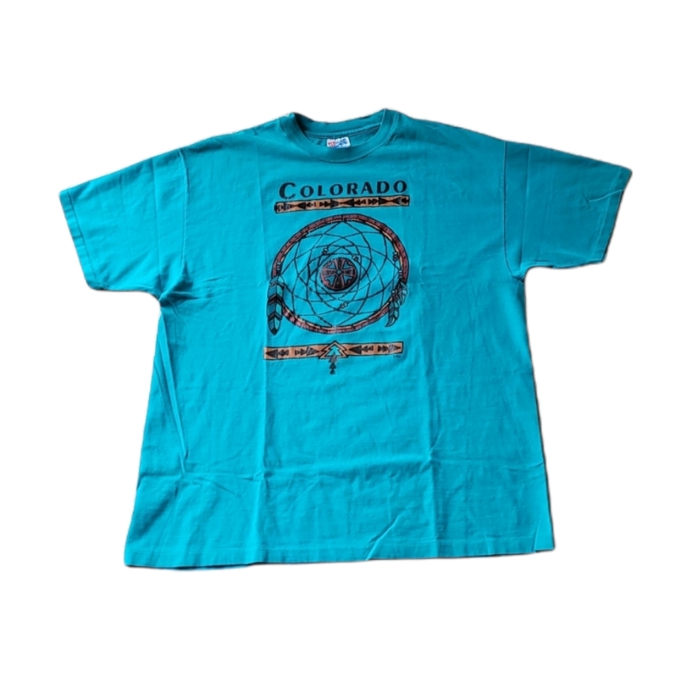 Hanes Beefy T- Shirt 100% Cotton Colorado Dreamcatcher Vintage 80's
